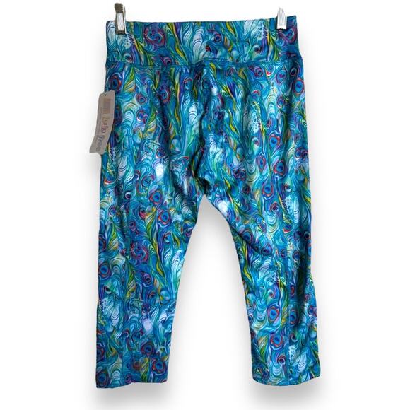 LuLaRoe Womens Leggings Sz XS Jade Athletic Capris Activewear Peacock Blue NEW - Picture 8 of 10